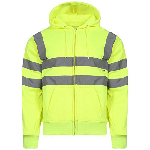 NY Deluxe Edition Sweat à Capuche Bicolore Haute visibilité, vêtements de Travail Haute visibilité, Bande réfléchissante, Sweat-Shirt de sécurité en Polaire, Veste de sécurité Chaude, Fermeture