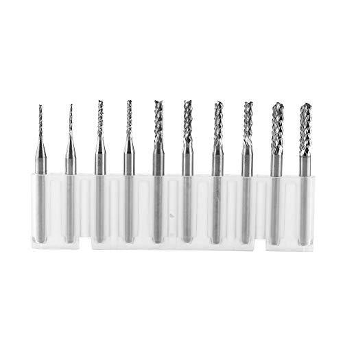 10pcs Fraise au Carbure de Tungstène Fraise Spirale CNC Fraises Rotatives Set de Gravure Bits Cutting 1.0/1.5/2.0/2.5/3mm