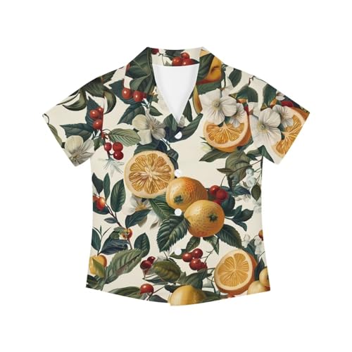 PinUp Angel Hawaiian Shirts for Boys Girls Button Down Aloha Shirt Summer Beach Shirts for Kids Holiday Travel