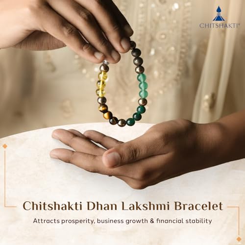 Image of Chitshakti Premium Money Magnet Bracelet 8mm | 5 Natural Wealth Crystals for Prosperity, Business Success & Good Fortune | Elegant Dhana Lakshmi Braclet for Men & Women