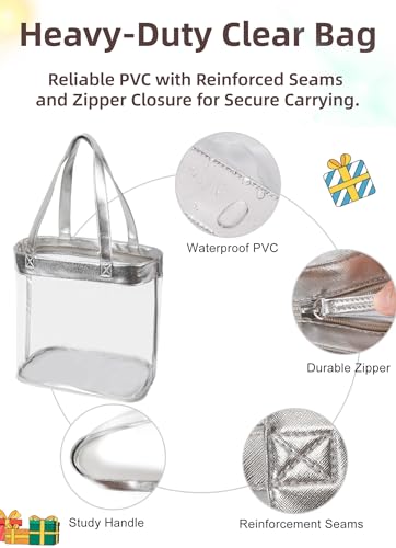 Bling Silver 12x12 Clear Bag for Stadium Events 12 x6 x12, Clear Tote Bag Stadium Approved 12x6x12 Transparent Shoulder Purse for Women 12 x 6 x 12 Work Festival Concert Crochet Yarn Storage3