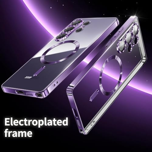 Image of VONZEE Clear Logo Electroplating Transparent Case for Samsung Galaxy S26 Ultra 5G, Magnetic Plating [Support for MagSafe Charger] Electroplate TPU Cover- Deep Purple