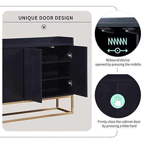 Lyuhome 47" Modern Sideboard Elegant Buffet Cabinet, Accent Cabinet With Storage Doors For Kitchen, Dining Room, Living Room,Bedroom And Entryway (Black) #TOP6