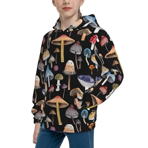 Mushrooms and Skull Kid Hoodies Boys Sweatshirts Girls Pullover with Pocket2
