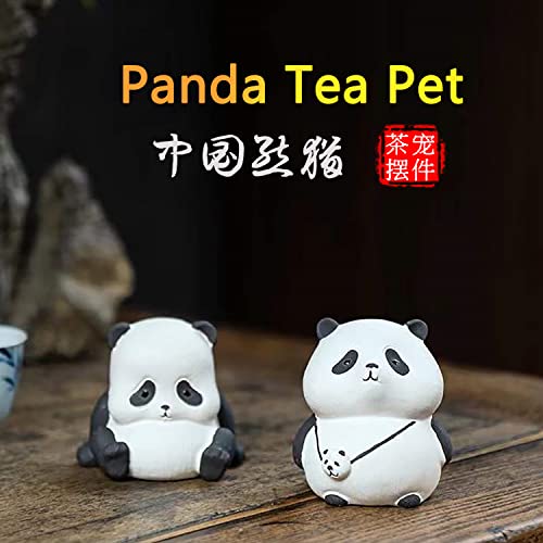 Chinese Purple Clay Tea Pet Panda Cute Funny Tea Accessories Lazy Kung Fu Tea Sets For Tea Lovers Home Car Shelves Decor (DwenDwen)