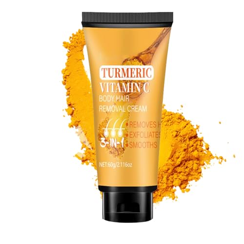 3 in 1 Hair Removal Cream for Women, Upper Lip Remover, Depilatory Cream with Turmeric + Vitamin C, Face Exfoliator, Smooth, Painless, Mild for Sensitive Skin, Intimate Area, Arms, Legs,Body