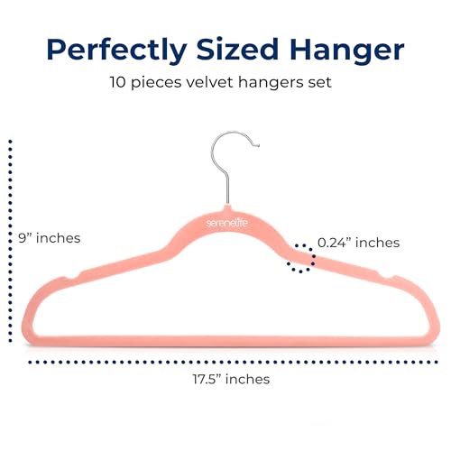 Image of SereneLife Velvet Hangers - 10 Pack, Slim & Space Saving for Closets