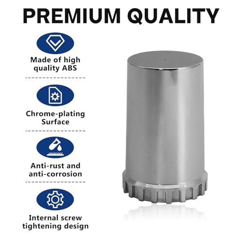 Image of Cylinder Nut Covers 33mm x 3 1 /2 inch Lug Nut Covers Thread On Flat Top ABS Chromed Flat Top Lug Nut Caps for Semi Trucks (40PCS)