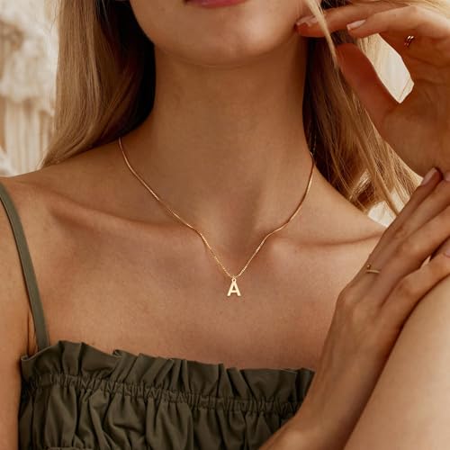 SLOONG Initial Necklaces for Women Teen Girls, 18K Gold Plated Necklace Dainty A - Z Pendant Personailzed Necklace Cute Initial Letter Necklace Gold Jewelry Gifts2
