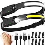 Aaizplz Stirnlampe LED Wiederaufladbar,SuperHell 2000 Lumens 5 Lichtmodi 1200mAh 230°Ultra Leichtgewicht Stirnlampe Led,IPX4 Wasserdichter Kopflampe Stirnlampe,Ideal für Camping,Laufen,Angeln,Joggen