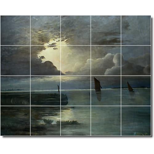 Ceramic Tile Mural-Andreas Achenbach Waterfront Painting 95. 30