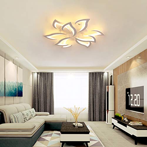 Preisvergleich Produktbild Wohnzimmerlampe LED Deckenleuchte Esszimmer Küche Dimmbar mit Fernbedienung Decke Lampe Modern Blume Acryl Schirm Design Schlafzimmerlampe Deko für Flur Badezimmer Kinderzimmer Mädchen Kronleuchter