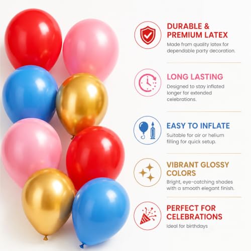 Image of Rozi Decoration Car Theme Birthday Decoration Kit for Kids with Foil Balloons, Happy Birthday Banner, Metallic & Pastel Balloons, Glue Dots for Birthday Party Decoration Pack of 42