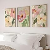 3er Poster Set,Pastellfarbene Wildblumen Blumenmuster 