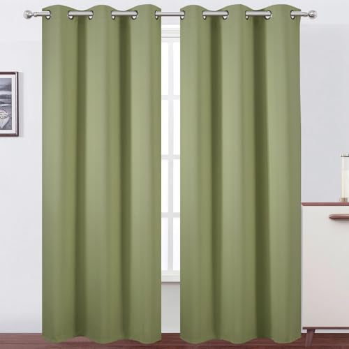 Image of LEMOMO Sage Green Thermal Blackout Curtains /42 x 95 Inch /Set of 2 Panels Room Darkening Curtains for Bedroom
