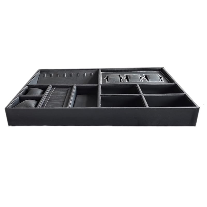 Bandeja organizadora de Joyas apilable: separadores para Collares, Anillos y Pulseras, Organizador para cajones (Gris a)
