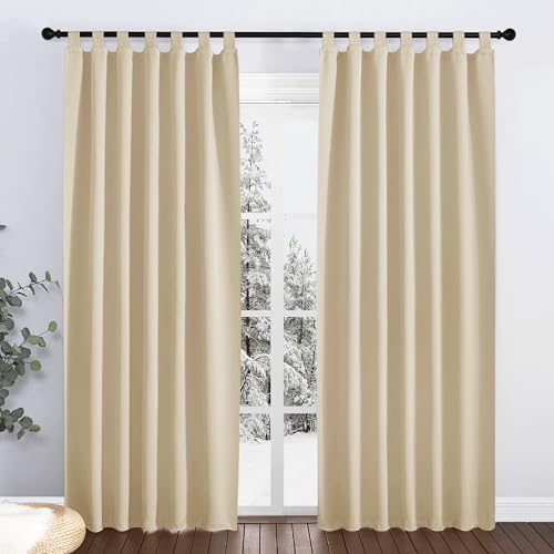 PONY DANCE Gardinen mit Abnehmbaren Schlaufen 2er Set Thermovorhang...