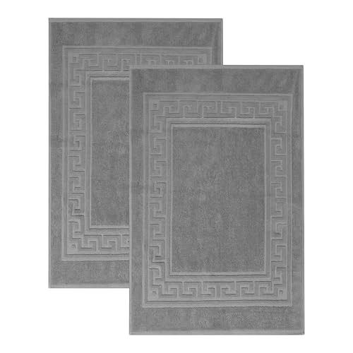 Superior Heavyweight Cotton Bath Mats, Bath Rugs For Bathroom Accessories, Washable Rug For Shower, Bath, Toilet, Modern Decor, No Backing, Luxury Hotel And Spa Quality, Set of 2, 22