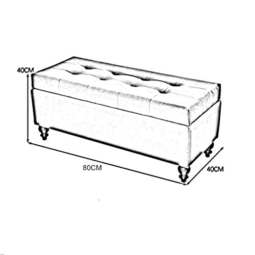 Pouf de rangement 80cm rectangle avec couvercle et repose-pieds