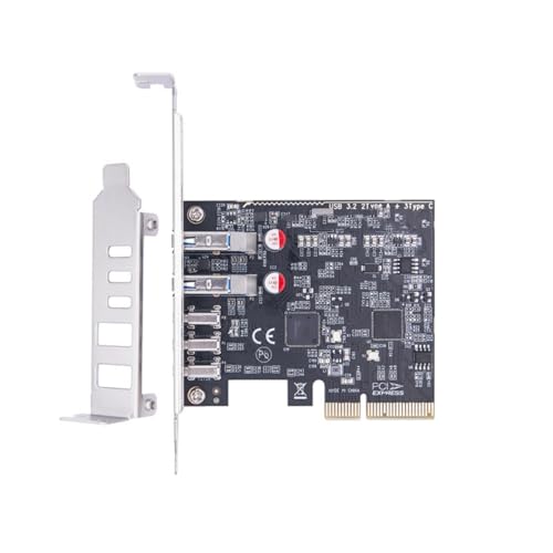 YUGSHNKFC USB3.2 Gen 2 PCIE 5 Port Adapter Card with Type C Port for Optimals Performances ASM2142+VL822 Main Control Chip