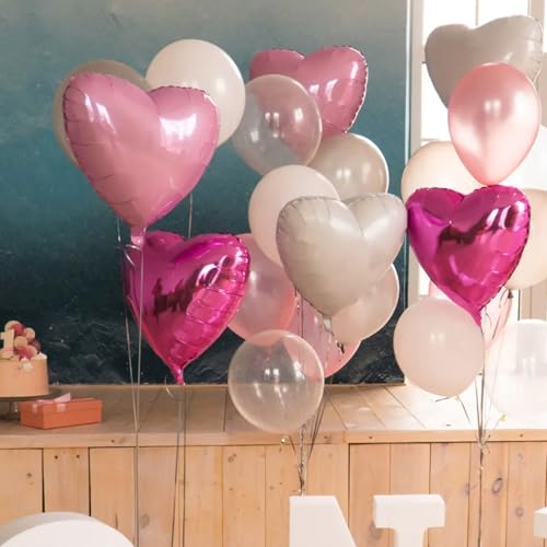 Light Pink Heart Balloons,12Pcs 18 Inch Pastel Baby Pink Helium Foil Love Heart Shaped Balloons for Bridal Wedding Engagement Party Anniversary Birthday Baby Shower Valentines Day Decorations by Sowide - Used condition - Image 5
