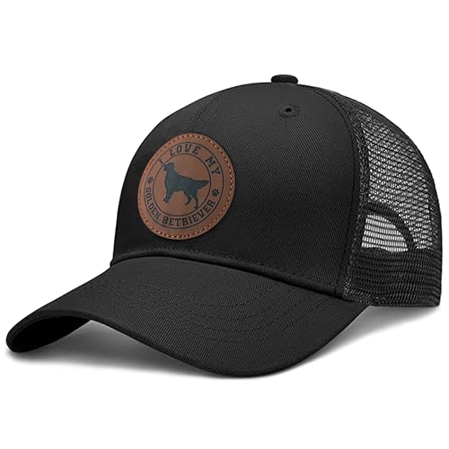 Dog Leather Patch Trucker Hat Gift - Golden Retriever Dog