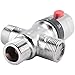 ziaoou Solid Copper 3-Way Thermostatic Mixing Valve 3/4 Inch Solar Water Heater Valve Regulating Temperature Control Valve, Silver
