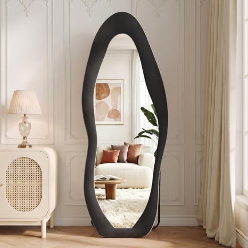 Image of Koonmi Full Length Mirror 71 inchx30 inch, Irregular Flannel Floor Mirrors