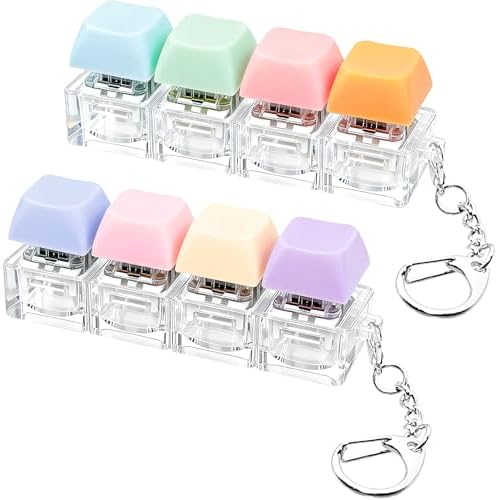 2 PCS Keyboard Fidget Toy, Keyboard Fidget Keychain 4-in-1 Keyboard Decompression Button Finger Clicker Toys (Purple Blue Pink Orange, General)