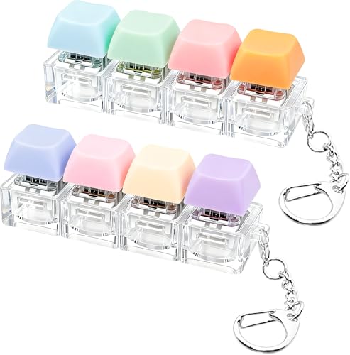 2 PCS Keyboard Fidget Toy Keyboard Fidget Keychain 4-in-1 Keyboard Decompression Button Finger Clicker Toys Button Stress Relief Fidget Gifts to Relief Stress (Purple Blue Pink Orange)