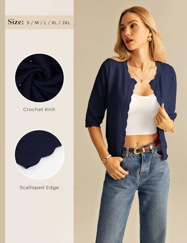 Image of GRACE KARIN Womens 3 /4 Sleeve Cardigan Sweater, Lightweight Cropped Cardigan Trendy, Dressy Casual Crochet Bolero Shrugs