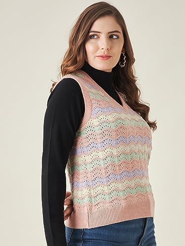 Image of Modeve Printed V Neck Sleeveless Sweater for Women||Winterwear||