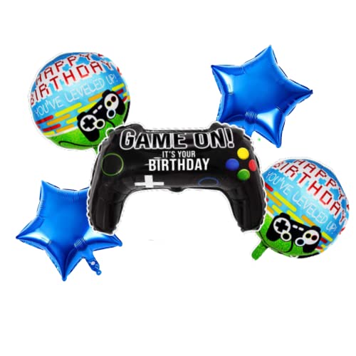 Image of 5 pcs Latex Happy Birthday Game on Decoration Gaming Birthday Decoration Theme Game Theme Birth Day Decor for Boys Gamers Party Supplies (Pack of 5, Multicolor)