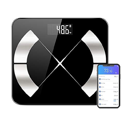 Gottowow 2020 Bluetooth Body Fat Scale Smart BMI Highly Accurate Digital Bathroom Body Composition Analyzer with Smartphone APP 400 lbs White LCD Backlit Display Body Composition Monitor