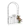 Relaxdays rozenboog met poort, HBD 228 x 116 x 36,5 cm, van gepoedercoat ijzer, rankhulp, rozen of klimplanten, zwart