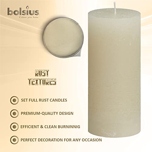 Bolsius Ivory Rustic Pillar Candles 6 Pack Bulk - 2.75 X 7.5 Inches - 75+ Hours Burn Time - Premium European Quality - Smooth And Smokeless Flame - Unscented Dripless Wedding & Party Décor Candles #TOP3