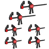 HAUTMEC Bar Clamps for Woodworking,One Handed Quick Grip Clamp/Spreader,12-Inch (2) and 6-Inch (4) w