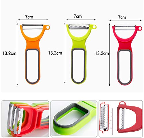 3PCS Peeler Slicers Shredders for Fruits and Vegetables with Spiralizer, Julienne, Cutter and Grater Kitchen Helper, Potato Fruits Peeler Cabbage Stainless Steel Shredder Slicer - Thumbnail 7