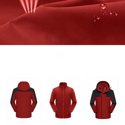 Womens Winter 3 in 1 Coats Waterproof Snow Ski Jacket Thermal Warm Windproof Windbreaker Hooded Hiking Raincoat Red - Image 4