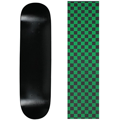 Moose Skateboard Deck Blank Dipped Black 8.0" Checker Green Grip