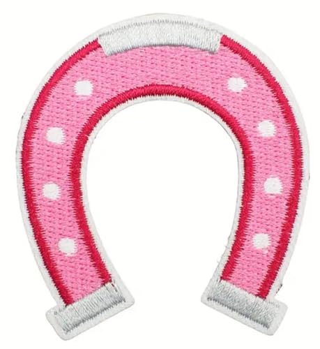 Pink Cowgirl Horseshoe Cartoon Embroidered Iron On Or Sew On Patch for Clothes Jeans Jackets Bags Hats Vests Backpacks and Costume