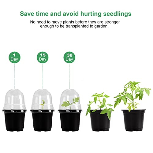 Mixc Plant Nursery Pots With Humidity Dome 4" Soft Transparent Plastic Gardening Pot Planting Containers Cups Planter Small Starter Seed Starting Trays For Seedling With 10Pcs Plant Labels，30 Sets… #TOP3
