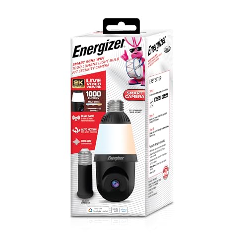 Energizer Smart 2K Light Bulb Security Camera, 1000 Lumens LED Light, 5G&2.4G Wi-Fi Outdoor Socket Camera, Pan Tilt Auto Tracking, (Black, App Enabled Smart Detections) - image 9