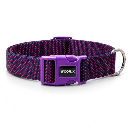Image of Wooflix Premium Adjustable Dog Collar for Small, Medium & Large Breed Dogs | Heavy Duty Nylon Dog Neck Belt with Strong Buckle & D-Ring for Walking, Training & Daily Use (Purple, Extra Large)