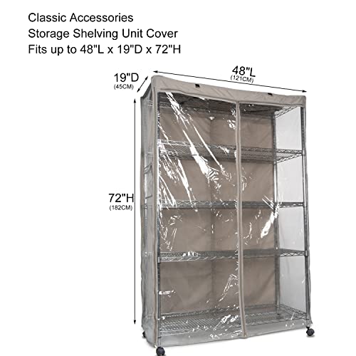 Ylovan Storage Shelf Cover Wire Rack Shelving Dust Protective, Fits Racks 48" Lx19''Dx72''H Three Side See Through Panel (Cover Only) #TOP1