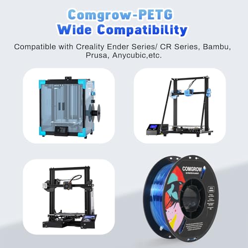 Image of Comgrow PETG 3D Printer Filament 1.75mm, High Precision and Tough 3D Printer Filament 1kg (2.2LBS), Dimensional Accuracy + /- 0.02 mm, Fit Most 3D Printers Gradient Blue White