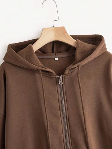Image of Tagas Unisex Cotton Blend Solid Color Loose Fit Long Sleeve Drawstring and Zip Casual Hoodie| Zip Up Hoodie| Sweatshirt