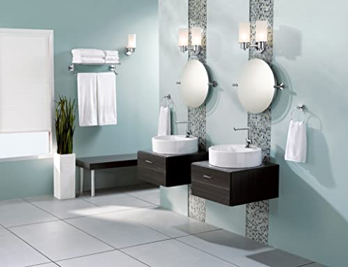 Image of Moen DN0762CH Iso 2-Light Dual-Mount Bath Bathroom Vanity Fixture with Frosted Glass, Chrome