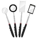 URAQT Endoscopio telescopico a 4 sezioni (con Luce LED), sonda ed endoscopio Rotondo/Quadrato, Maniglia telescopica Girevole a 360°