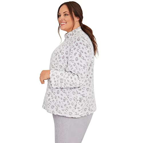 Alfred Dunner Women's Plus-Size Womens Leopard Funnel Neck Long Sleeve Jacket4